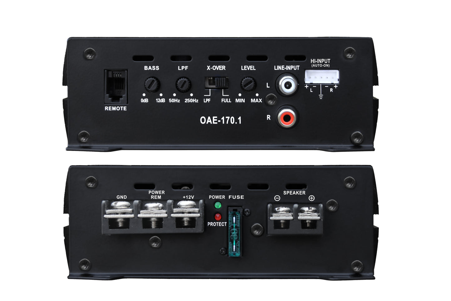 OceanAudio OAE-170.1 Car Audio Subwoofer Amplifier - Monoblock, Class A/B, 2/4 Ohm Stable, Mosfet Power Supply 340W - RMS Power @4Ω 1*110W @2Ω 1*170W Max Power @2Ω 1*340W