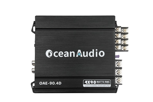 OceanAudio OAE-90.4D Compact Full-Range Class D 4 Channel Car Amplifier, 720W - RMS Power @4Ω 4*60W, @2Ω 4*90W Max Power @2Ω 4*180W, Bridged 2 Channels RMS Power @4Ω 2*180W