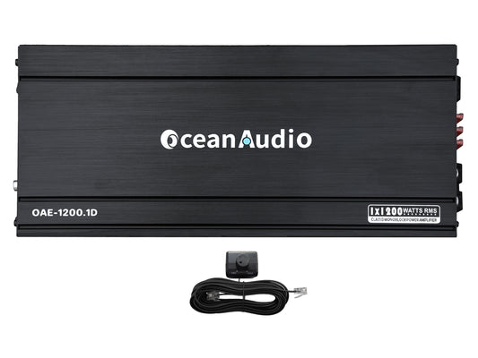 OceanAudio OAE-1200.1D Monoblock Class D Amplifier with Remote Subwoofer Level Control, 2400W - RMS Power @4Ω 1*480W @2Ω 1*800W @1Ω 1*1200W Max Power @1Ω 1*2400W